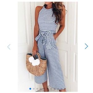 NWOT Bohemian Loose Striped Jumpsuit